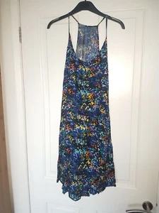 New M&S Ladies Beach Flippy Dress Summer Sundress Navy Mix Dot Pockets Size 6 - Picture 1 of 2