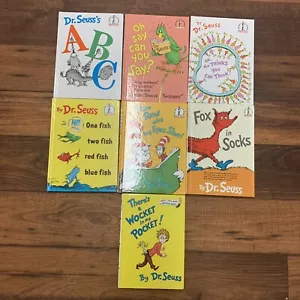 7 Mix Dr. Seuss Beginner Books Lot HC Hardcover I Can Read It, Fox, ABC, Fish - Picture 1 of 11