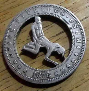 1878-CC Sexy Couple Hobo Nickel Dollar Coin Amazing Art Hollow Cut Metal Craft - Picture 1 of 13
