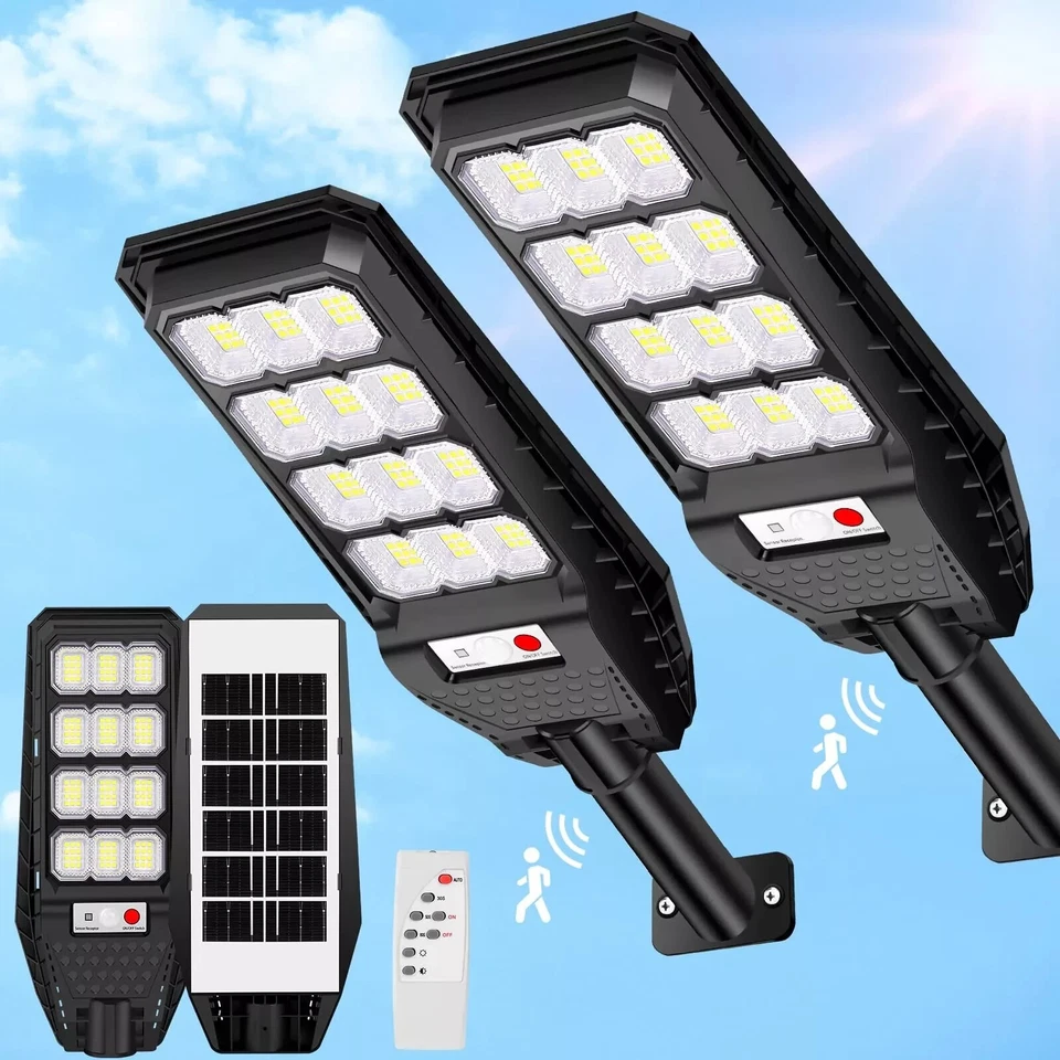 2-Pack Solar Street Lights Outdoor Waterproof, 200W 6000LM Outdoor LED Stree... - Image 1 of 4