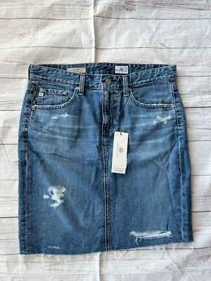 AG Adriano Goldschmied The Erin Distressed Agee Pencil Denim Skirt Sz 28 NWT - Image 1 of 4