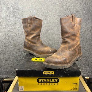 Stivali da lavoro Stanley in pelle marrone resistente all'olio Wellington da uomo taglia 9 - Foto 1 di 12