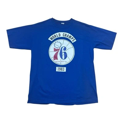 Camiseta De Colección 1983 Finales NBA Campeones del Mundo Philadelphia 76ers L Foto 1 de 3
