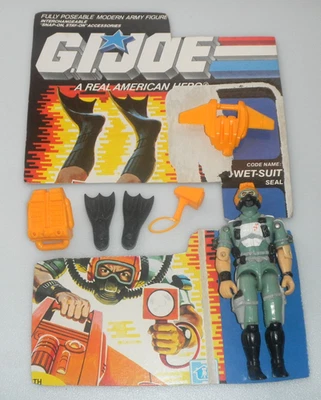 1986 Wet Suit v1 Figure & Card Vintage G.I. GI Joe 3.75 ARAH Lot *99% Complete - Image 1 of 4