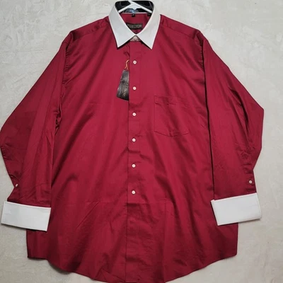 Camisa DE COLECCIÓN Donald J. Trump Para Hombre 18.5 34/35 Cuello en Contraste Puños Franceses Años 00 Foto 1 de 4