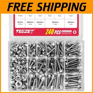 Metric Flanged Hex Bolts Nuts Set - 304 Stainless - Picture 1 of 10