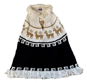 Chaqueta CAPA Boho Gruesa Tejida Peruana ALPACA Motivo CAPA O/S - Imagen 1 de 14