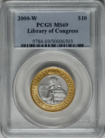 2000-W Library of Congress Bi-metallic Gold Platinum $10 Cover