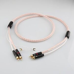 8TC 7N OCC reines Kupfer Dual RCA HIFI Audio Phono Kabel mit Erdungskabel PTFE