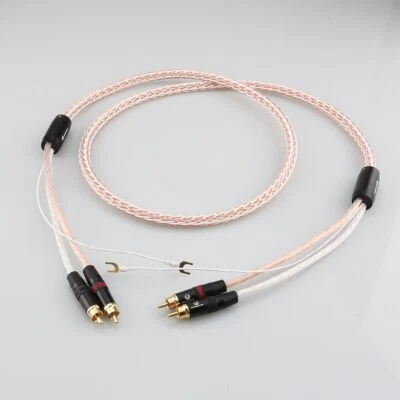 HiFi Audio Phono Cinch RCA Kabel 8TC OCC Reines Kupfer Draht mit Erdungsdraht