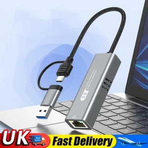 USB/Type C To Ethernet Adapter 5000Mbps RJ45 To Type C Ethernet Converter UK - Afbeelding 1 van 9