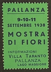 Francobolli da viaggio: 1938 Etichetta Pubblicitaria Italia - Mostra Fiori Lago Maggiore NH OG - Foto 1 di 5