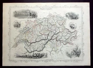 SUIZA, BERN, mapa antiguo original, RAPKIN, TALLIS, 1851 - Imagen 1 de 4