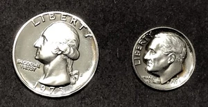 1973-S Gem Proof Washington Quarter and Roosevelt Dime - Picture 1 of 4