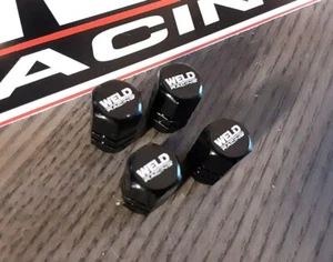 Weld Racing Wheels Valve Stem Caps Black Aluminum Set of 4 V Series RT Beadlock - Picture 1 of 9