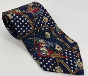 Burberry Tie Vintage Silk Baseball Motif Pennant Star Cy Young USA Made 54x4 - Picture 1 of 7