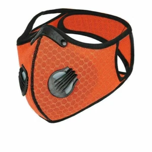 Face Mask Mesh Filter Valves Adjustable Nose Neck Strap Orange Washable Reusable - Picture 1 of 2