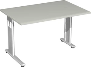 Schreibtisch feste Höhe, einseitig zurückgesetzt, 1200x800x720, Lichtgrau/Silber - Bild 1 von 1