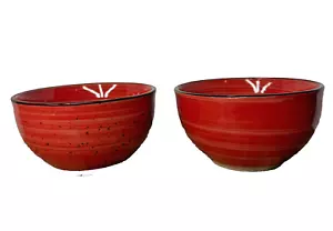 Gibson Home COLOR VIBES Stoneware Red Cereal Bowls 5 1/4” Set of 2 - Picture 1 of 3