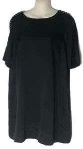Black Short Sleeve Short Dress / Sparkles Lined Zip Size16 Tokito GC - Picture 1 of 8