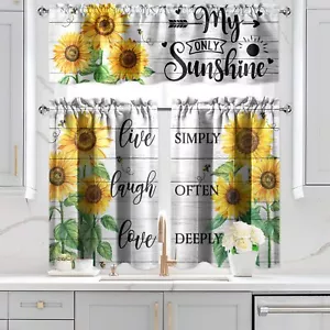VBDFD Sunflower Kitchen Curtains and Valances Set 3 Pieces Farmhouse Rustic W... - Picture 1 of 7