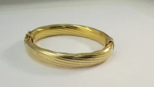 Veronese 925 Sterling Silver Gold Overlay Hinged Oval Bangle Bracelet ITALY - Picture 1 of 8