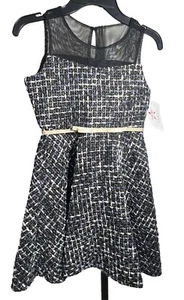 Rare Editions Black Tweed Girl's Dress Size 8 NWT Holiday Party Dress Junior - Picture 1 of 21