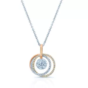 14K Tri Color Gold Diamond Cluster 3 Circle Pendant Necklace Rose White Yellow - Picture 1 of 3