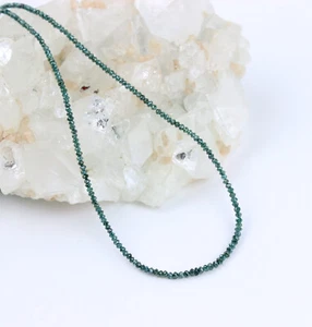 Diamante Catena Preziose Blu Sfaccettato Rondella Scintillante Collier 20 Carato - Foto 1 di 6