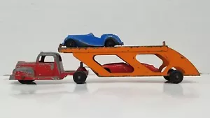 Vintage 1950s Tootsietoy Auto Transport With MG & Jaguar Cars Shelf R1 - Picture 1 of 6