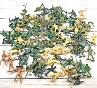 Lote de 100 hombres del ejército vintage plástico verde marrón crema gris China Foto 1 de 4