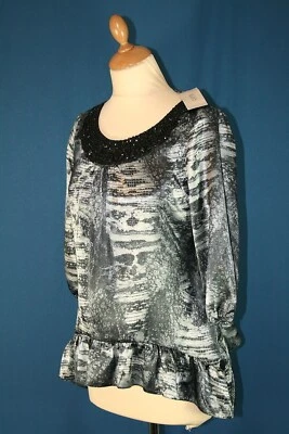 BHS, Silver Embellished Top, Size 10 Petite, NWT rrp £28.00. - Image 1 of 4