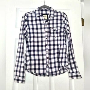 Hollister flannel button up navy & pink size M - Picture 1 of 6