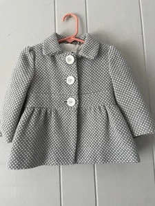 Wunderschöner Cherokee grau-weiß gepunkteter Erbsenmantel Größe 12 Monate süße Jacke - Bild 1 von 8