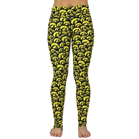 Women's ZooZatz Black Iowa Hawkeyes Stacked Mascot Leggings Cover