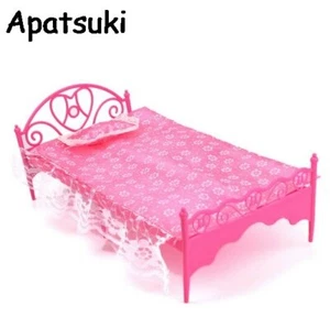 1SET Miniatur Puppenbett Möbel 3 Artikel (Puppenbett + Kissen + Bettlaken) für 11,5 Zoll - Bild 1 von 4