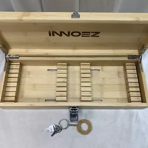 Lockable Bamboo Kitchen Knife Storage Organizer Holder Lock BOX With Keys NEW - Picture 1 of 15