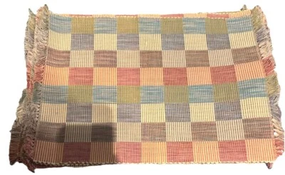 Set (4) 80s 90s Vintage Abstract Pastel Brushstroke Placemats Pink Blue - Image 1 of 4