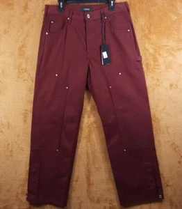 VAYDER Pants Mens Size 32 Burgundy Wide Leg Carpenter Studded Baggy Relaxed $495 - Picture 1 of 11