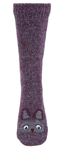 Lange Socken für Damen, warm, violett-grau - Eule - Bild 1 von 4