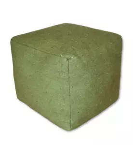 Handgewebter quadratischer Stoff Pouf grün - Bodenkissen, Fußhocker, marokkanischer Pouf - Bild 1 von 4