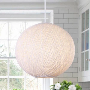 17.7in Woven Rattan Orb LED Pendant Minimalist Modern Bohemian Hangging Light - Picture 1 of 10