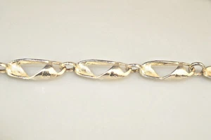 VINTAGE MODERNIST HANDCRAFTED STERLING SILVER 23.5" NECKLACE OPENWORK OVAL LINKS - Bild 1 von 4