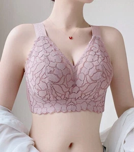 Women Full coverage Bras Floral Wireless Ultra-thin Plus size Underwear 20619 - Picture 1 of 43