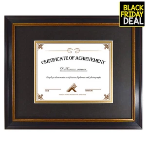 11x14 Diploma/Certificate Frame for 7x9 or 8x10 Photos Double Mat Real Glass - Picture 1 of 35