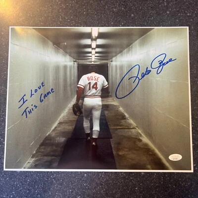 PETE ROSE signed REDS 11x14 Photo!  Hit King, 4256, Charlie Hustle JSA (9) - Image 1 of 2