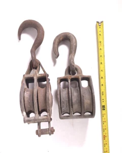 VINTAGE STEEL BLOCK AND TACKLE, HUNTING, FARM , RIGGING - Picture 1 of 2