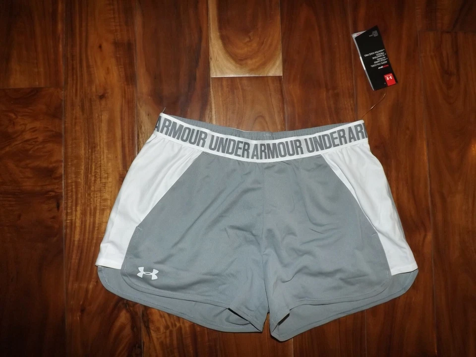 NWT Womens UNDER ARMOUR 2 Tone Gray White Performance Running Shorts Size XL - Image 1 of 1