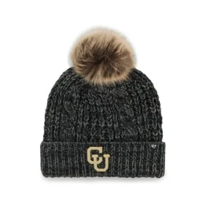 Colorado Buffaloes 47 Brand Womens Meeko Pom Knit - Black - Vintage Logo - Picture 1 of 1