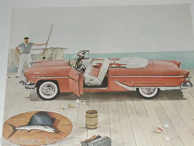 1955 LINCOLN ANÚNCIO, Lincoln CAPRI, rosa conversível no cais, marlin - Imagem 1 de 3